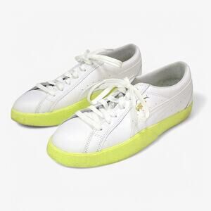 PUMA Carina Sneakers Athletic Shoes White Lime Size 9 Sporty Retro Pop